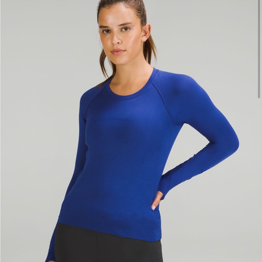 lululemon swiftly tech long sleeve royal blue size 8